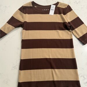 LOFT Chocolate and Beige Striped Top
